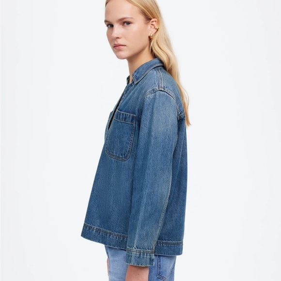 Madewell Denim Popover Tunic Shirt in Ector Wash - Picture 3 of 5